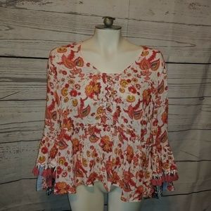 True Craft Tassel Sleeve Pull over Peasant